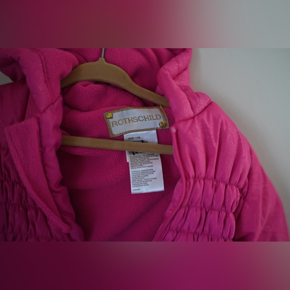 Rothschild 12M Infant Girls Snowsuit In Vibrant Pink with Floral Embossed Design - Picture 7 of 15